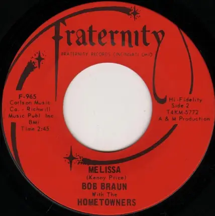 Bob Braun With The Hometowners - Brave Men Not Afraid / Melissa