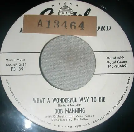 Bob Manning - This Is All Very New To Me / What A Wonderful Way To Die