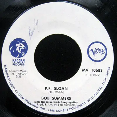 Bob Summers With Mike Curb Congregation - Don't Sing The Chorus / P.F. Sloan