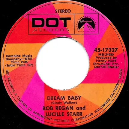 Bob Regan And Lucille Starr - Dream Baby