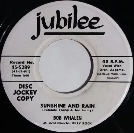 Bob Whalen - Me And My Imagination / Sunshine And Rain