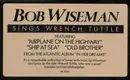 12inch Vinyl Single - Bob Wiseman - Sings Wrench Tuttle