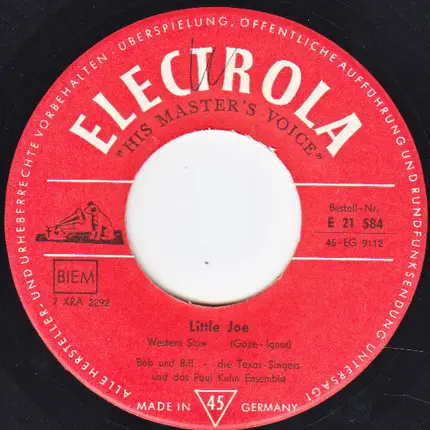 Bob Und Bill - Die Texas-Singers Und Das Paul Kuhn Ensemble - Little Joe / Hilly Billy Baby