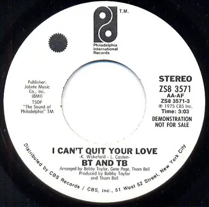 Bobby Taylor And Thom Bell - I Can't Quit Your Love