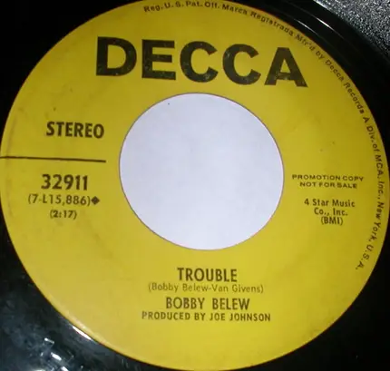 Bobby Belew - West Memphis Woman / Trouble