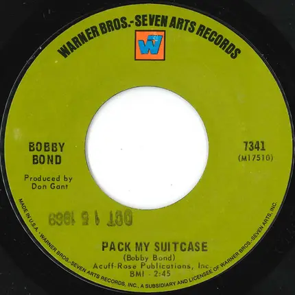 Bobby Bond - Pack My Suitcase / Jennifer, It's Goodbye