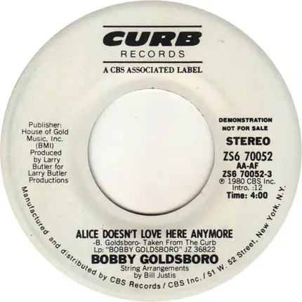 Bobby Goldsboro - Alice Doesn't Love Here Anymore