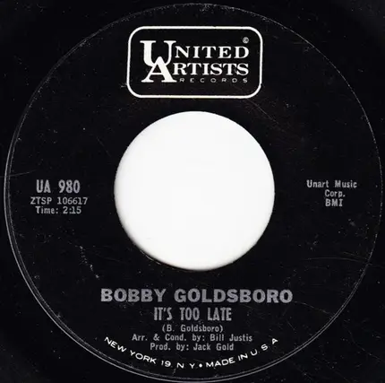 Bobby Goldsboro - It's Too Late