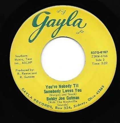 Bobby Joe Gutman with The Nashville Sounds - I'll Never Get To Heaven / You're Nobody Til Somebody Loves You