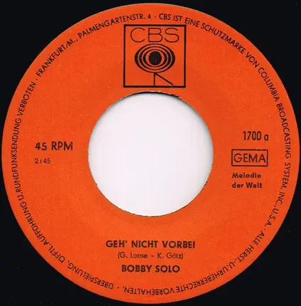 Bobby Solo - Geh' Nicht An Mir Vorüber / Es Muss Amore Sein