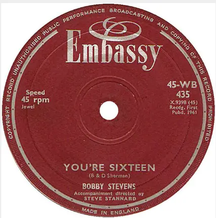 Bobby Stevens - Rubber Ball / You're Sixteen