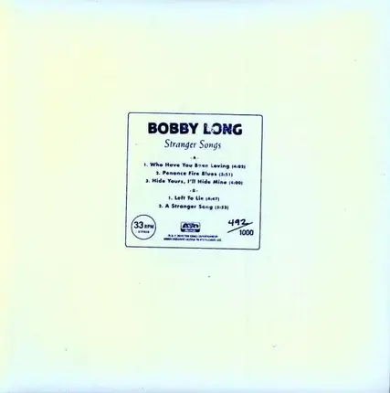BOBBY LONG - STRANGER SONGS -10''-