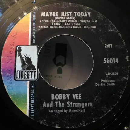 Bobby Vee And The Strangers - Maybe Just Today