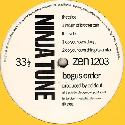 Bogus Order - Return Of Brother Zen / Do Your Own Thing
