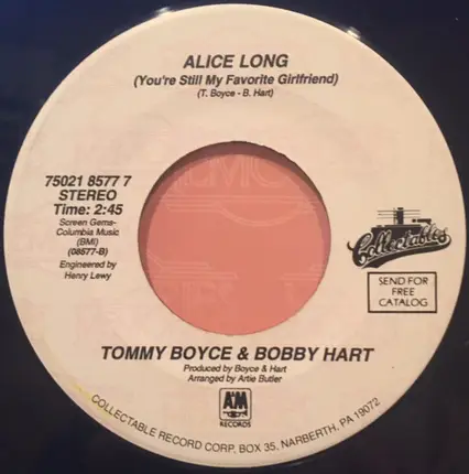 Boyce & Hart - I Wonder What She's Doing Tonight / Alice Long (You're Still My Favorite Girlfriend)
