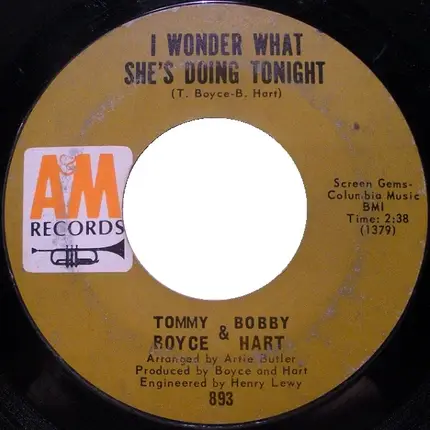 Boyce & Hart - I Wonder What She's Doing Tonight?