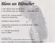 CD Single - Blom Un Blömcher - Ich Will Nit Wisse Wie Du Heiss ...