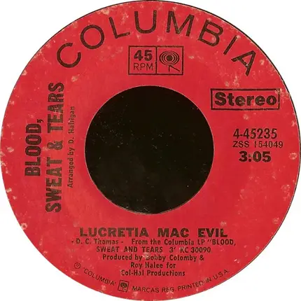 Blood, Sweat And Tears - Lucretia Mac Evil / Lucretia's Reprise