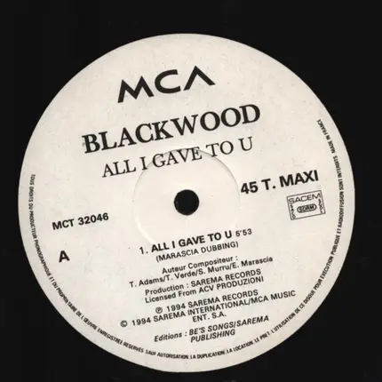 Blackwood - All I Gave To You