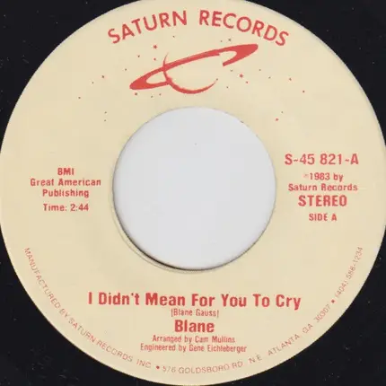 Blane, Blane Gauss - I Didn't Mean For You To Cry / Did You Try To Forget Me