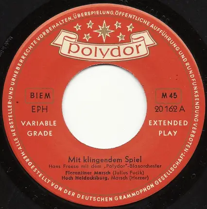 Blasorchester Hanns Steinkopf / Hans Freese Mit Dem Polydor-Blasorchester - Mit Klingendem Spiel