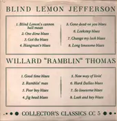 Blind Lemon Jefferson - Blind Lemon Jefferson / Willard 'Ramblin' Thomas