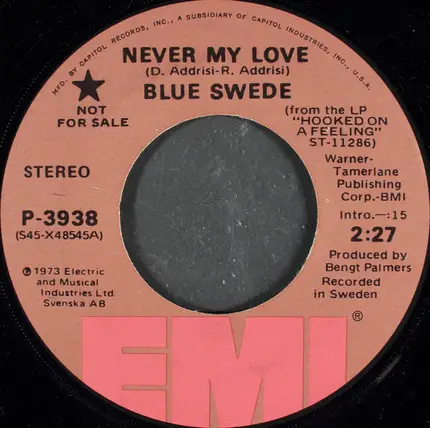 Blue Swede - Never My Love