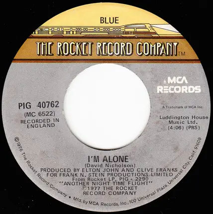 Blue - Another Night Time Flight / I'm Alone