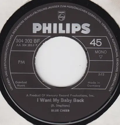 Blue Cheer - I Want My Baby Back / Aces'n' Eights