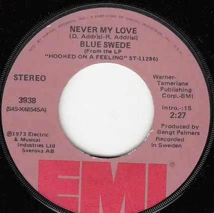 Blue Swede - Never My Love