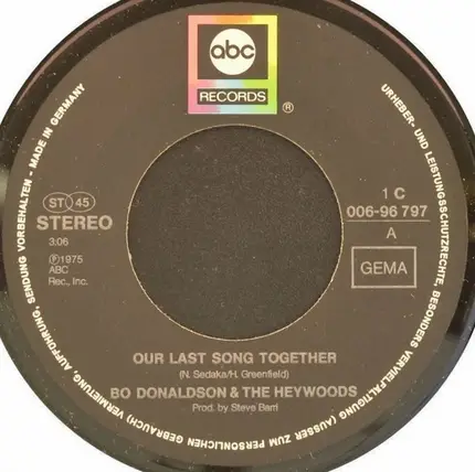 Bo Donaldson & The Heywoods - Our Last Song Together