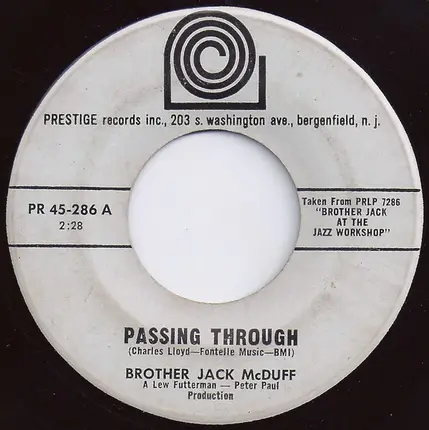 Brother Jack McDuff - Passing Through / Somewhere In The Night