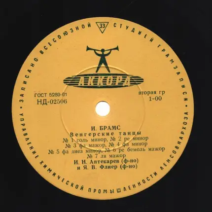 Brahms / Игорь Аптекарев И Jakow Flier - Венгерские Танцы