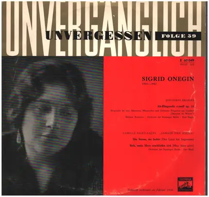 Brahms / Saint-Saëns / Sigrid Onegin - Sigrid Onegin