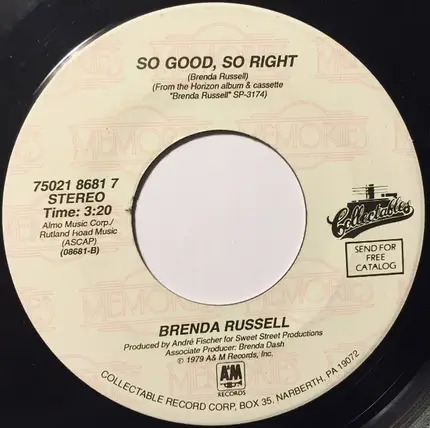 Brenda Russell - Piano In The Dark (Cry Just A Little)/So Good, So Right