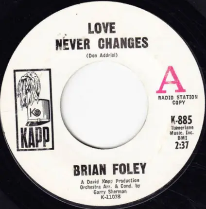 Brian Foley - Love Never Changes / Once There Was A Time
