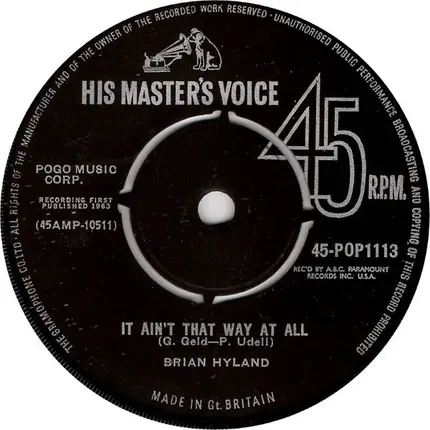 Brian Hyland - I May Not Live To See Tomorrow / At Ain't That Way At Al
