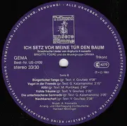 LP - Brigitte Foerg Und Die Musikgruppe Drama - Ich Setz Vor Meine Tür Den Baum - Griechische Lieder Von Arghyris Kounadis