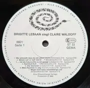 LP - Brigitte Lebaan - Singt Claire Waldoff (Live Aus Dem Mainzer Unterhaus)