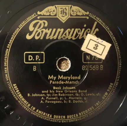 Bunk Johnson And His New Orleans Band - Alexander's Ragtime Band / My Maryland