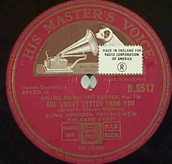 Bunk Johnson And His New Orleans Band - (I Wish I Could Shimmy Like My) Sister Kate / One Sweet Letter From You