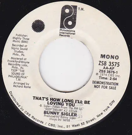 Bunny Sigler - That's How Long I'll Be Loving You