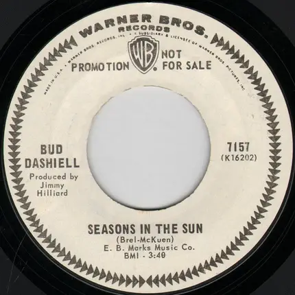 Bud Dashiell - I Think It's Gonna Rain Today / Seasons In The Sun