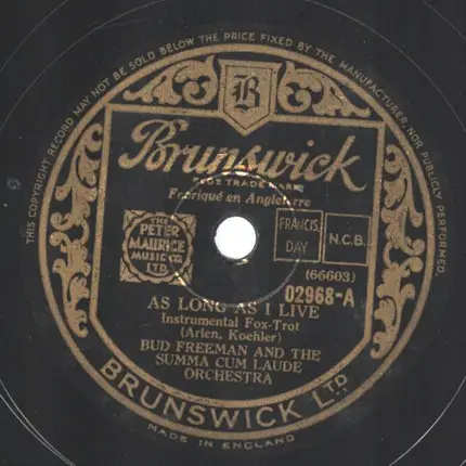 Bud Freeman's Summa Cum Laude Orchestra - As Long As I Live / Sunday