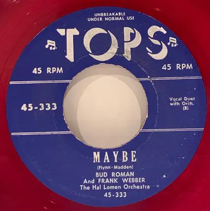 Bud Roman , Frank Webber , The Hal Lomen Orchestra - Auf Wiederseh'n Sweetheart/ Maybe
