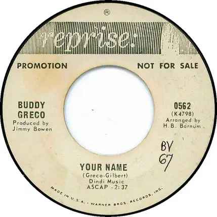 Buddy Greco - There She Goes / Your Name