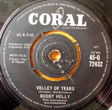 Buddy Holly - Baby I Don't Care / Valley Of Tears