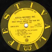 10'' - Burl Ives - Singing Folk Songs About The Fair Sex