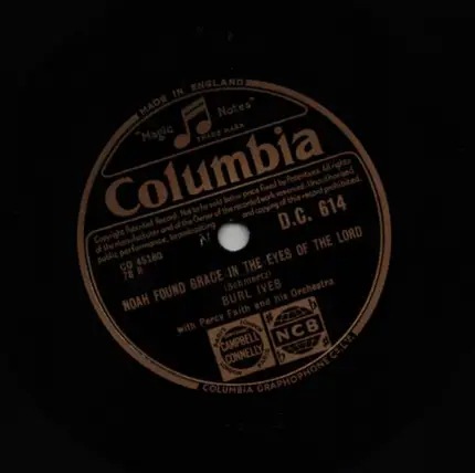 Burl Ives - Tam Pierce / Noah found grace in the eyes of the lord