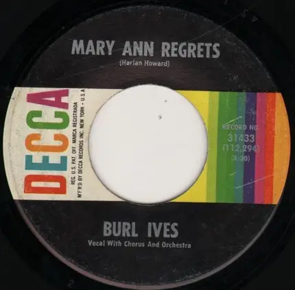 Burl Ives - How Do You Fall Out Of Love / Mary Ann Regrets